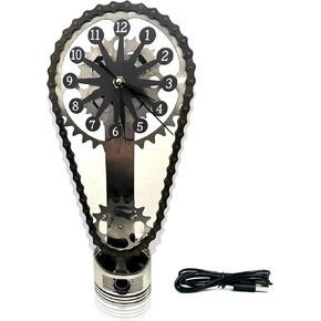 Metal Edition Rotating Gear Clock, Creative Timing Chain Clock Shelf Clock, 3D Vintage Statue Timing Chain Clock, Personalized Home Dormitories, Schools (Black)