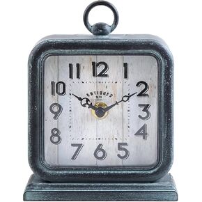 NIKKY HOME Vintage Table Clock, Shelf Desk Top Clock Battery Operated Rustic Design, Chic Home Decor for Fireplace Mantel, Desktop, Countertop - Antique Turquoise
