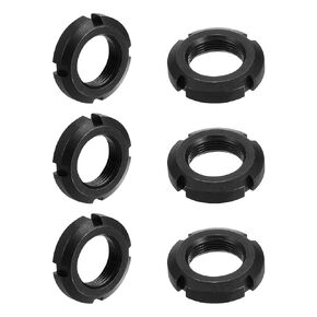 uxcell M30x1.5mm Retaining Four-Slot Slotted Round Nut, 6Pcs Carbon Steel Round Lock Nut for Various Rolling Bearings, Industrial Field, Black