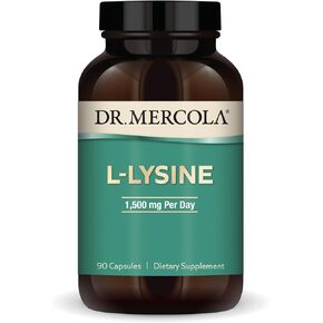 Dr. Mercola L-Lysine, 30 Servings (90 Capsules), 1,500 mg Per Day, Dietary Supplement, Supports Immune and Metabolic Health, Non-GMO