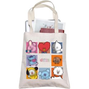 BLUPARK K-pop Characters Tote Bag K-pop Team Gift for Fans Singer Fan Gift B-T Inspired Tote Bag K-pop Merch K-pop Teams Bag