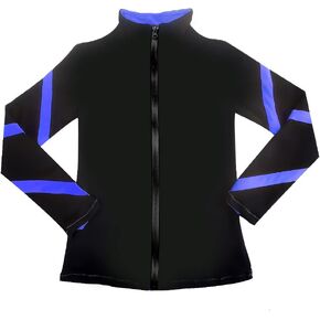 LIUHUO Girls Ice Skating Jackets Women Stripes Training Practice Figure Skating Tops Costs Fleece