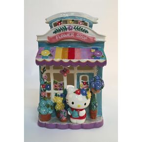 Blue Sky Clayworks Hello Kitty Floral Garden Flower Shop Candle House, 7.75-inch Height, Holiday Decoration, Red, 23279