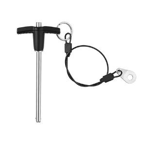 T Handle Quick Release Pin 3/8 Inch Diameter ,Stainless Steel Ball Locking Pin with Push Button Lanyard Cable Usable Length 3.94"(9.5*100mm)