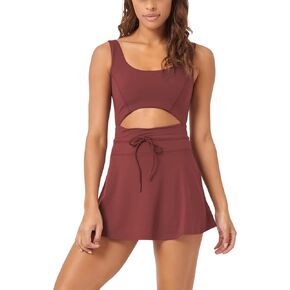 Lviefent Womens Cut Out Active Dress Built in Bra and Shorts Workout Athletic Sleeveless Tennis Dress with Pockets