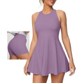 Heathyoga Womens Tennis Dress with Shorts Underneath Athletic Dress for Women Workout Dress with Pockets Romper Dress