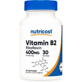 Nutricost Vitamin B2 (Riboflavin) 400mg, 30 Capsules - Gluten Free, Non-GMO