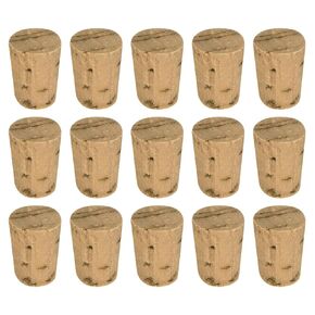 MECCANIXITY Tapered Cork, 12.7x9.5x17.5mm Natural Wooden Leakproof Soft Cork Stoppers for Wine Beer Bottle Crafts Corks Plug Replacement Laboratory Supplies, Dark Wood Color, Pack of 15
