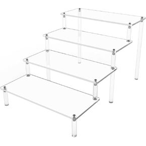 Acrylic Risers for Display 2 Pack 4 Tier Acrylic Display Risers Perfume Stand, Clear Cupcake Stand Holder for Perfume Figures Cupcake Dessert 12 IN