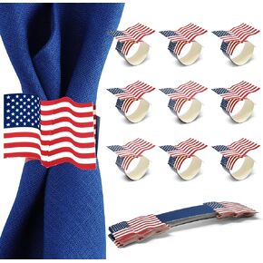 100 Count Patriotic American Flag Paper Napkin Rings 4th of July United States of America Flags Stars and Stripes Design for Spring Summer Holiday Parades Dinnerware Party Goods Supplies Decorations