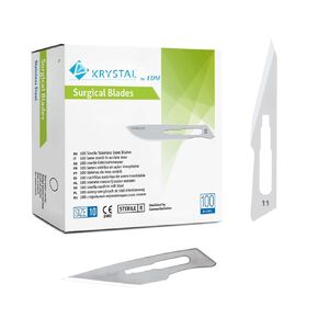 Krystal Disposable Carbon-Steel Scalpel Blades, Sterile, Individually Foil Wrapped. Dental, Surgical, Hobby, Craft & More - 100/box (# 11)