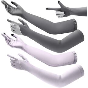 Yahenda 2 Pairs Women UV Long Sun Protection Gloves Touchscreen Arm Sun Driving Gloves UPF 50+ for Outdoor Sports Cycling