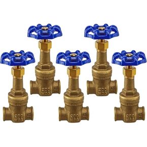 Midline Valve I44U256-5 Long Bonnet Gate Valve with Wheel Handle, Heavy Duty, Water Shutoff 3/4 in. FIP Connections, Cast Brass (5 Pack)