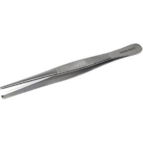 Dissecting Tissue Thumb Forceps Tweezers 4.5" (11.43cm), Blunt 1x2 Rat Tooth Straight Stainless Steel