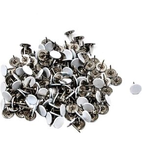 Geesatis Pack of 200 Dia 0.4" White Flat Head Upholstery Tack Nail Iron Decorative Nail Wooden Tacks Home DIY