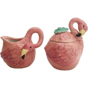 Blue Sky Ceramics Summer Fun Flamingo Sugar & Creamer Set, Multi