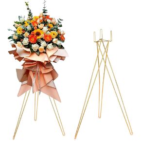 LoveCat 41.3" Tall Gold Floral Display Rack Decorations - Metal Flower Pot Holder，2 Pcs Flower Plant Stand Display for Wedding Anniversary Events Opening Ceremony Party Reception Aisle Centerpieces