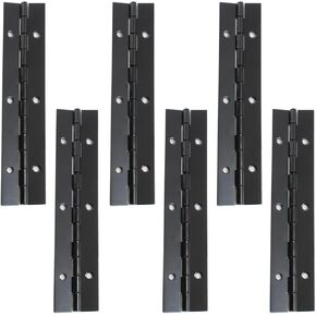 Hordion 6Pcs 6 Inch Piano Hinge Heavy Duty, Black Continuous Hinge 0.04" Thickness Folding Hinges with Screws for Cabinet Door Storage Box Boats