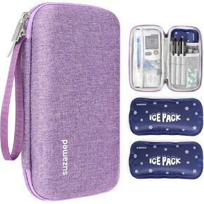 Insulin Cooler Travel Case,EVA Insulation Travel Medicine Kit with 2 Ice Packs for Diabetes Care,Insulin Pen and Other Diabetic Supplies (Grey)