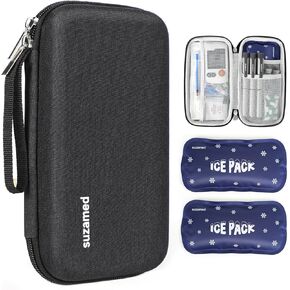 Insulin Cooler Travel Case,EVA Insulation Travel Medicine Kit with 2 Ice Packs for Diabetes Care,Insulin Pen and Other Diabetic Supplies (Grey)
