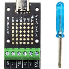 USB Type C Female Breakout Board 6 pins Output (CC SBU) to Terminal (3.81mm 150mils 0.15" Pitch)