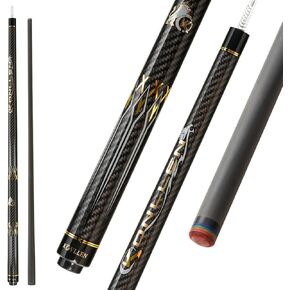 KONLLEN KL-3K Carbon Fiber Pool Cue Stick Wrapless Professional Cues Full Carbon Technology Low Deflection 12.2mm 147cm 3/8 x 8 Joint