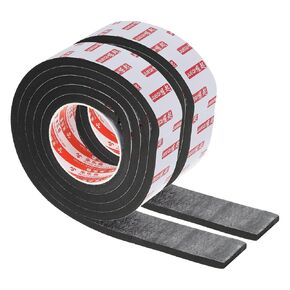 PATIKIL 1-3/8"W x 1/5" T x 6.6Ft Double Sided Foam Tape, 2Rolls EVA Multipurpose Self Adhesive Weather Sponge Stripping for Home Decorations, Card Scrapbooking DIY Craft Project, Black