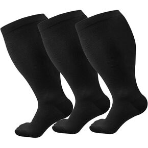 3 Pair Plus Size Compression Socks for Men & Woman-Moisture-wicking, Comfortable Calf Socks, Blood Circulation