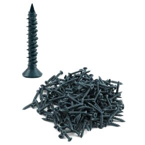 QWORK Flat Phillips Concrete Diamond Point Screw Anchor, 200 Pieces Diamond Tip Concrete Screws to Anchor Masonry, Block or Brick, Blue