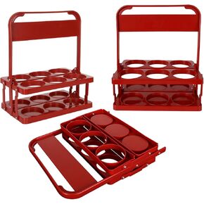 3 PCS Foldable Plastic Drink Carrier for Delivery, Reusable Water Bottle Carrier with Handle, Plastic Cup Holder Drink Delivery Carrier for Grubhub Doordash Postmates Drivers ( Red)