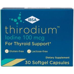 Thirodium - Thyroid Support Supplement - 100mcg Iodine (sodium Iodate) - 30 Soft-gel capsules for Increased Absorption - Gluten-free, Lactose-free, Sugar-free, Non-GMO