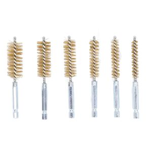 Bore Brush, 6 Pieces Brush Bore Cleaning Brush Set with 1/4in Hex Shank, Wire Brush Drill Bore Cleaning Brush Set or Electric Drill Impact Driver (Nylon (White))