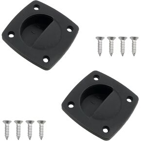 2PCS Nylon Embedded Square Hatch Handle with 8 Screws Drawer RV Sliding Door Handle 59x59x18mm Suitable for Hatch Doors Motorboats Yacht Accessories Furniture Black