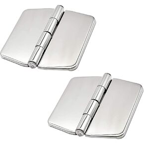 MARINE CITY 316 Grade Stainless Steel Covered Strap Hinges with Cover Caps 6 Fixing Points (Size:3.0" ×2-3/4") for Marines – Ships – Kayaks – Yachts (Pack of 2)