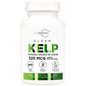 Type Zero Clean Kelp Tablets (60 Servings, 325 MCG Per Serving) - Natural Source of Iodine, Non-GMO, Gluten Free