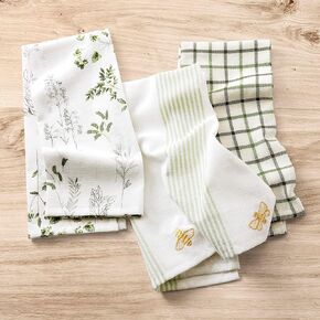 No. 918 Rhoda 3-Piece French Countryside Kitchen Towel Set, Sage Green