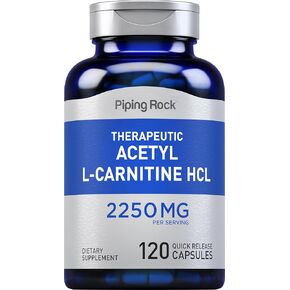 Piping Rock Acetyl L-Carnitine | 2250 mg | 120 Capsules | Therapeutic HCL Supplement | Non-GMO, Gluten Free