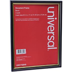 إطار عالمي 76849 بلاستيكي سهل التركيب لـ 8 1/2 × 11 إدراج، 3/عبوة، أسود (UNV76849) in Kuwait