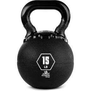 Champion Sports Rhino Kettlebell Rubber Weights, Black - Premium Strength Training Equipment - Multiple Weights