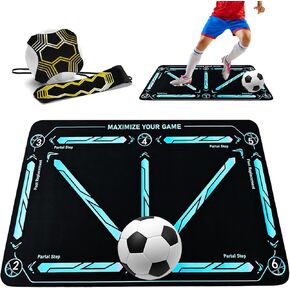 Soccer Training Equipment,Soccer Practice Equipment,Soccer Training Mat,Soccer Train Mat for All Levels,Non-Slip Silent Equipment for All Ages to Improve Speed, Strength and Coordination