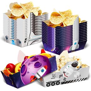 24Pcs Outer Space Themed Paper Food Trays Astronaut Food Serving Boat Rocket Nacho Trays Disposable Snack bowl for Astronaut Party Galaxy Party Birthday Party Supplies