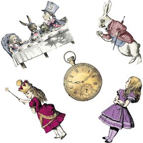 Alice in Wonderland Decor Tea Party Decorations Cardboard Cutouts 5PCS Double Sided Laminated (FivewithClock)