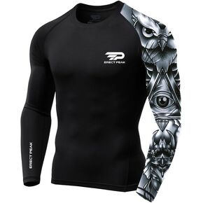 Men's UPF 50+ Long Sleeve Compression Shirt Sport Rashguard Shirt Quick Dry Athletic Workout Shirt