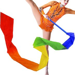 59 بوصة طويلة الحرير قوس قزح الشريط الرقص الشرقي الشريط الجمباز الإيقاعي يانغكو الرقص اللافتات ريباند باتون التدوير قضيب in Kuwait