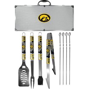 NCAA Siskiyou Sports Fan Shop Iowa Hawkeyes Steel Tailgater BBQ Set w/Case 8 piece Gray