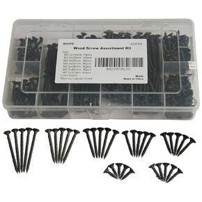 Drywall Sheetrock Screw Wood Screw Assortment Kit Bugle Flat Head Phillips Drive Black Oxide Finish for Drywall Wood (#6) M3.5x16/20/25/30/35/40/50, 400 PCS/7Sizes