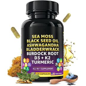 Dandy Decor من Ko & Co Sea Moss 3000mg زيت الحبة السوداء 2000mg Ashwagandha 1000mg الكركم 1000mg Bladderwrack 1000mg الأرقطيون 1000mg وفيتامين C وD3 in Kuwait