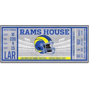 FANMATS 23138 NFL Los Angeles Rams Ticket Design Runner Rug - 30in. x 72in. | Sports Fan Area Rug, Home Decor Rug and Tailgating Mat