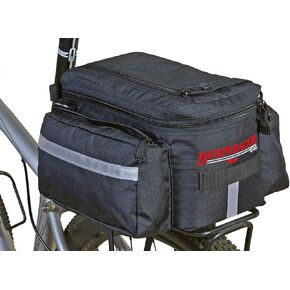 Bushwhacker® Mesa Trunk Bag Black - w/Rear Light Clip Attachment & Reflective Trim - Bicycle Trunk Bag Cycling Rack Pack Bike Rear Bag Frame Accessories Behind Seat Pannier Grocery