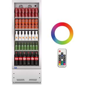 8.0 Cu.ft Merchandiser Refrigerator, 35~46?, 21.7" W Glass Door Upright Display Refrigerator, Light Box Beverage Cooler, LED Lighting, Drink Fridge-Black, for Home Restaurant Grocery Stores